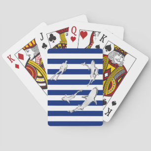 Jeu De Cartes Chrome Plongeur et requins Silhouettes sur les ban