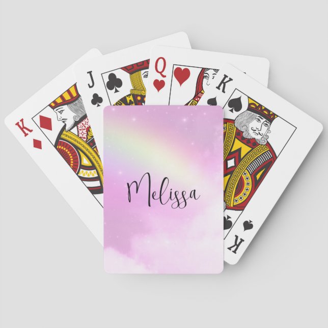 Jeu De Cartes Ciel rose pastel avec arc-en-ciel jaune (dos)