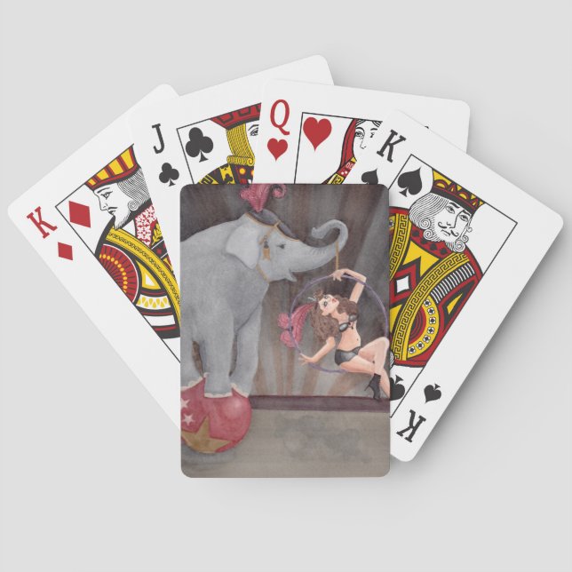 Jeu De Cartes Cirque Acrobat Elephant Jouer Cartes Aquarelle (dos)