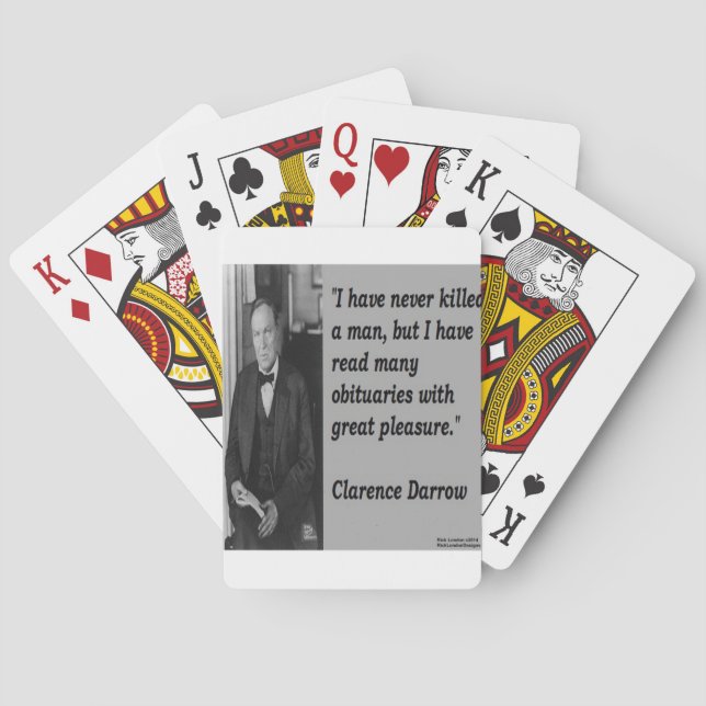 Jeu De Cartes Citation de Clarence Darrow et de nécrologie (dos)
