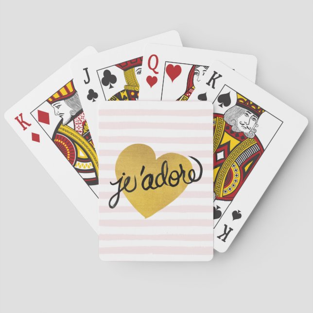 Jeu De Cartes Citation de J'adore| Coeur noir et or (dos)