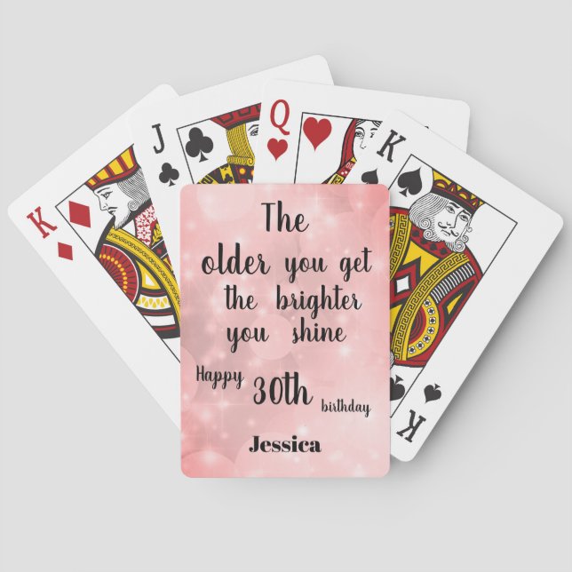 Jeu De Cartes Citation inspirante Joyeux 30e anniversaire Nom (dos)