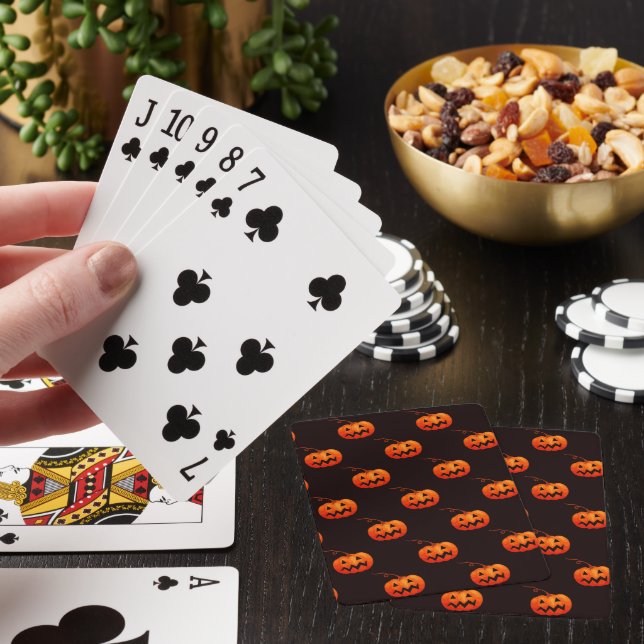Jeu De Cartes Citrouille D'Halloween, Citrouille Orange Trou Ou  (In Situ)