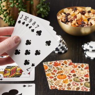 Jeu De Cartes Citrouilles aquarelles d'automne, feuilles d'autom