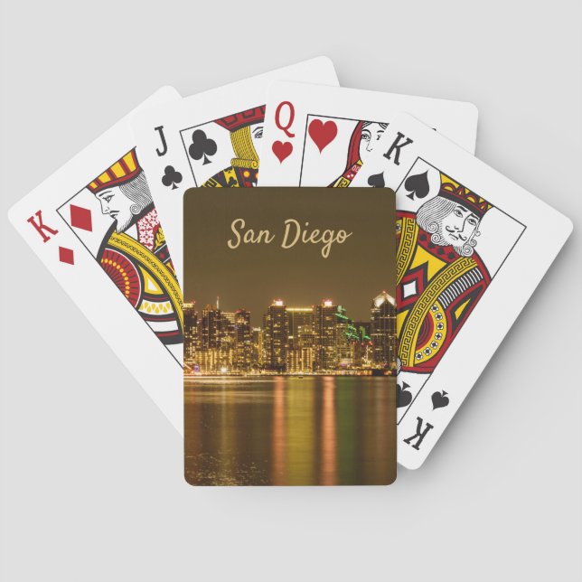 Jeu De Cartes Cityscape Skyline Nuit Californie San Diego (dos)