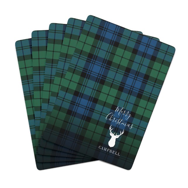 Jeu De Cartes Clan de Noël personnalisé Clan Campbell Plaid (Rustic Plaid Campbell Tartan Playing Cards)