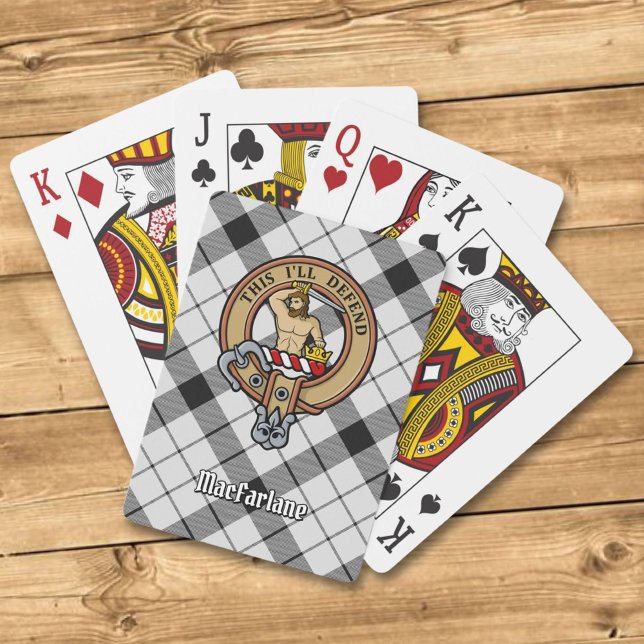 Jeu De Cartes Clan MacFarlane Crest sur tarte noir et blanc (Créateur téléchargé)