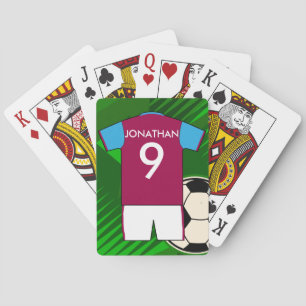 Jeu De Cartes Claret et bleu personnalisés de Jersey de football