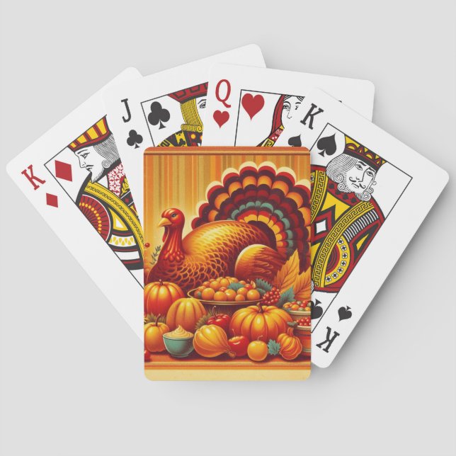 Jeu De Cartes classique/vintage Thanksgiving Turquie (dos)