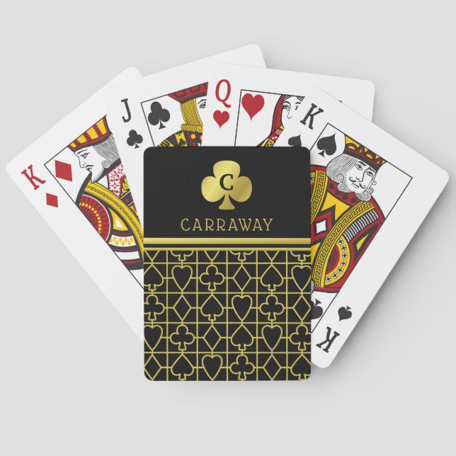 Jeu De Cartes Classy Black Gold Card s'adapte au Club Monogrammé (dos)