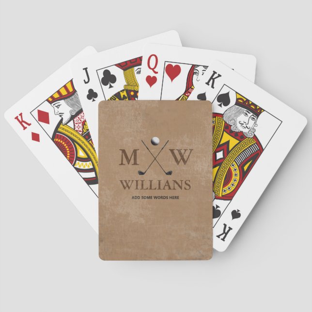Jeu De Cartes Classy Brown 2 initiales/nom (dos)
