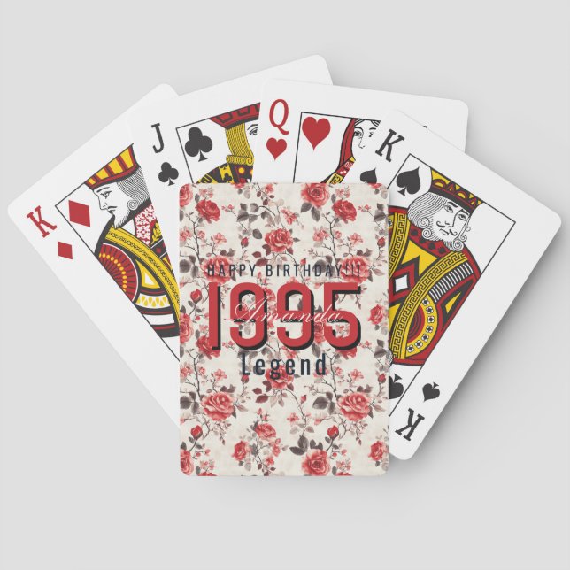 Jeu De Cartes Classy Rose Flower 90Th Birthday (dos)