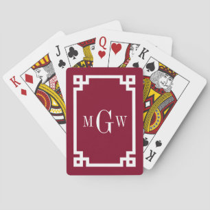 Jeu De Cartes Clé grecque blanche bordeaux #2 encadrée 3 pouces 