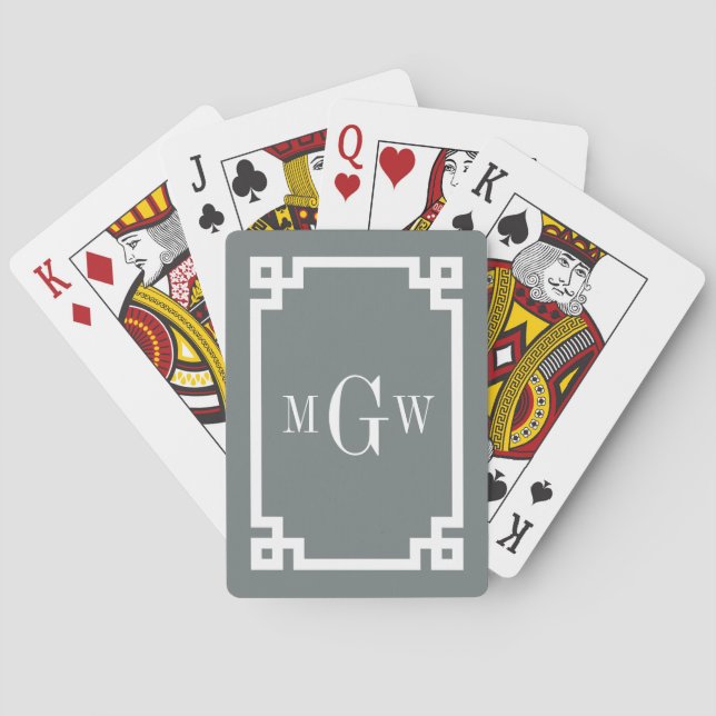 Jeu De Cartes Clé grecque blanche de charbon #2 encadrée 3 pouce (dos)