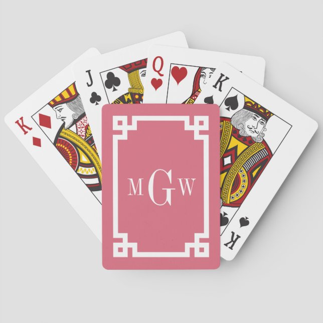 Jeu De Cartes Clé grecque blanche rouge nante #2 encadrée 3 pouc (dos)