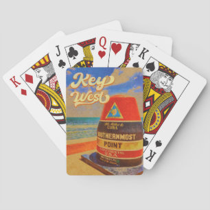Jeu De Cartes clé ouest Floride Sunset Vacances Souvenirs Vintag