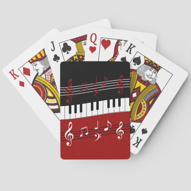 Jeu De Cartes Clés et notes blanches noires rouges élégantes de (dos)