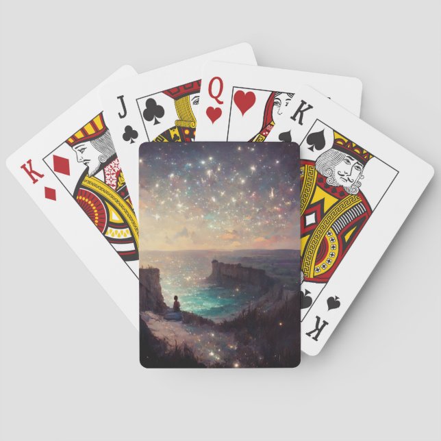 Jeu De Cartes Cliffside Nuit Imaginaire Paysage Sci-Fi (dos)