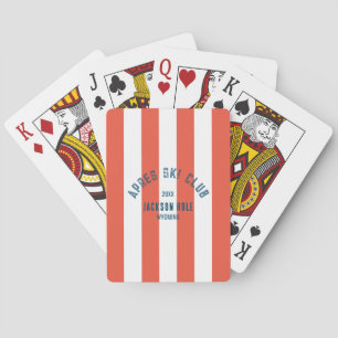 Jeu De Cartes Club Apres Ski personnalisé rayure cabane rouge ré