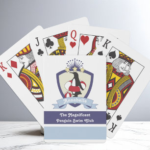 Jeu De Cartes Club de natation Crest Cute Cartoon Penguin Enfant