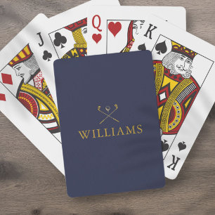 Jeu De Cartes Clubs de golf personnalisés nom bleu marine et or