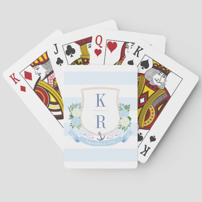 Jeu De Cartes Coastal Chic Mariage Monogramme Favoriser (dos)