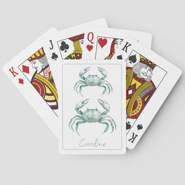 Jeu De Cartes Coastal Watercolor Crab Personalized (dos)