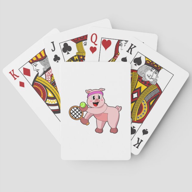 Jeu De Cartes Cochon au tennis avec raquette de tennis (dos)