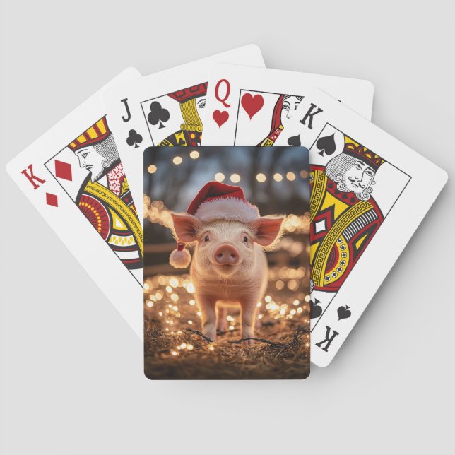 Jeu De Cartes Cochon dans un chapeau de Père Noël (dos)
