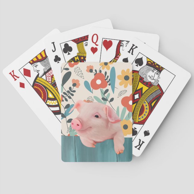 Jeu De Cartes Cochon de bébé convivial | Bébé mignon animal (dos)