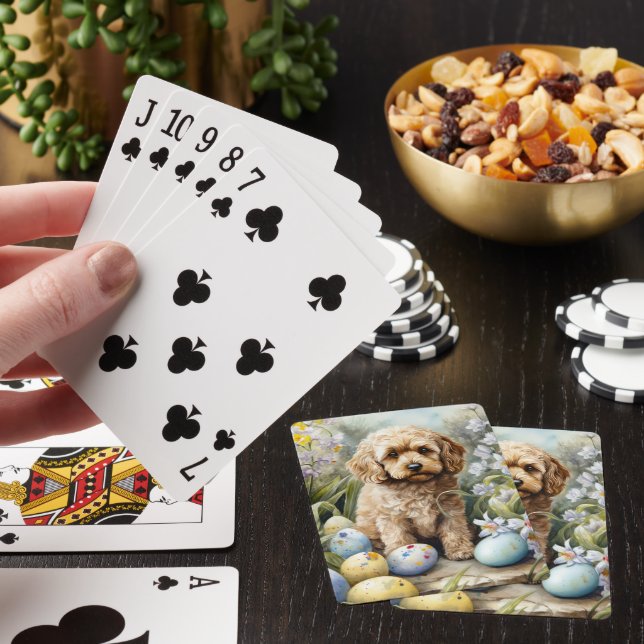 Jeu De Cartes Cockapou avec les oeufs de Pâques vacances (In Situ)
