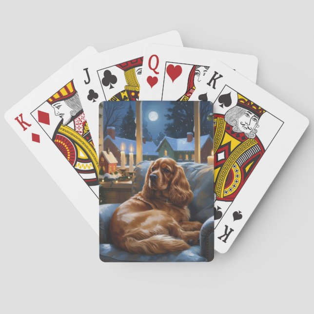 Jeu De Cartes Cocker Spaniel avec les lumières de Noël (dos)
