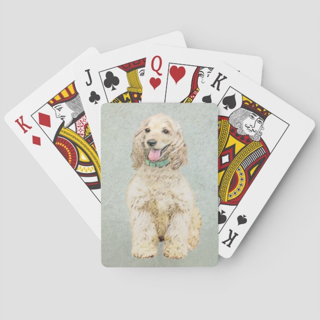 Jeu De Cartes Cocker Spaniel Buff Peinture - Art Chien original (dos)