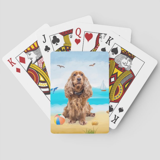 Jeu De Cartes Cocker Spaniel Chien sur la plage (dos)