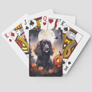 Jeu De Cartes Cocker Spaniel Halloween avec citrouilles 