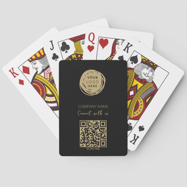 Jeu De Cartes Code QR Logo d'entreprise Noir moderne (dos)