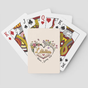 Jeu De Cartes Coeur bibliothécaire floral
