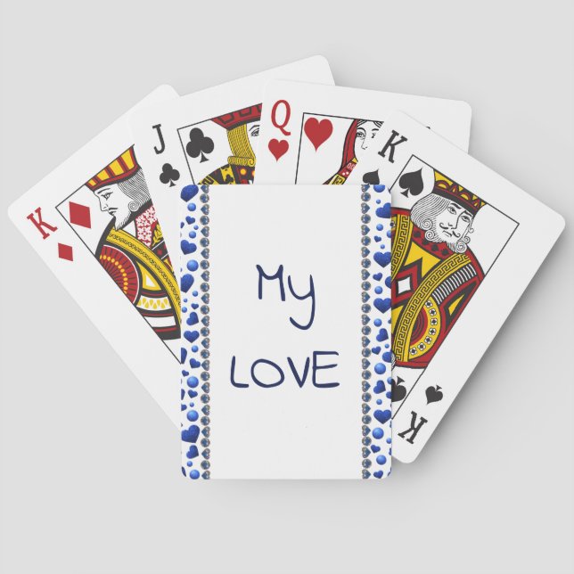 Jeu De Cartes Coeur de parties scintillant bleu jouant aux carte (dos)