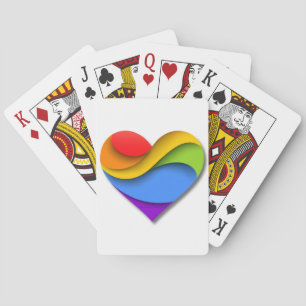 Jeu De Cartes Coeur en forme de SlipperyJoe arc-en-ciel rouge or
