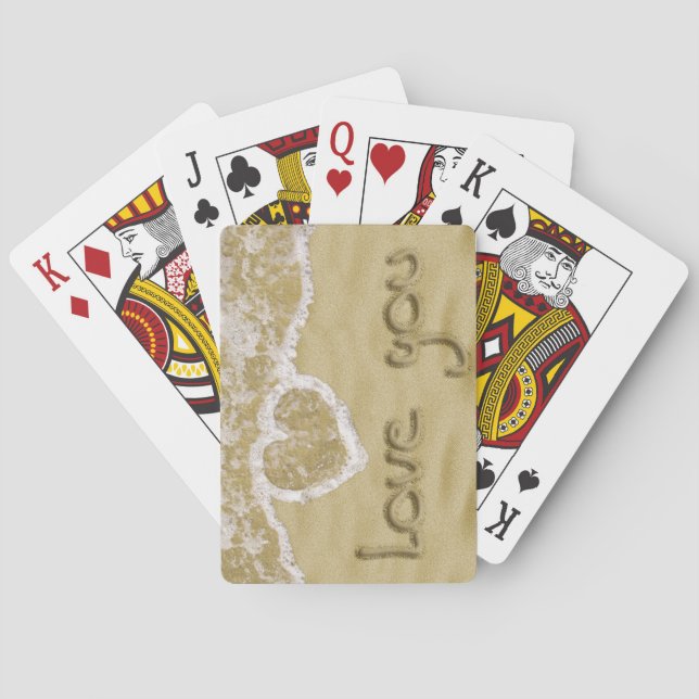 Jeu De Cartes Coeur "Love you" écrit dans Sable (dos)