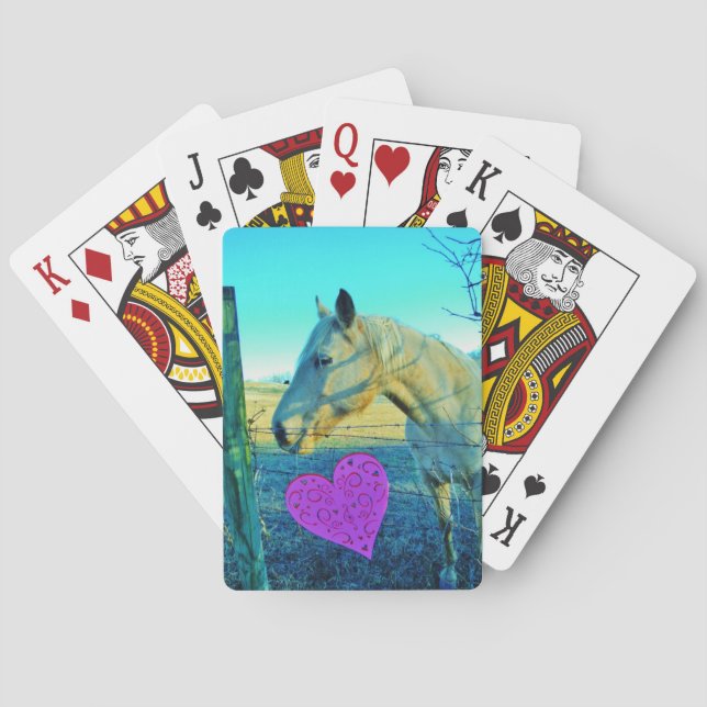 Jeu De Cartes Coeur rose et Cheval jaune (dos)