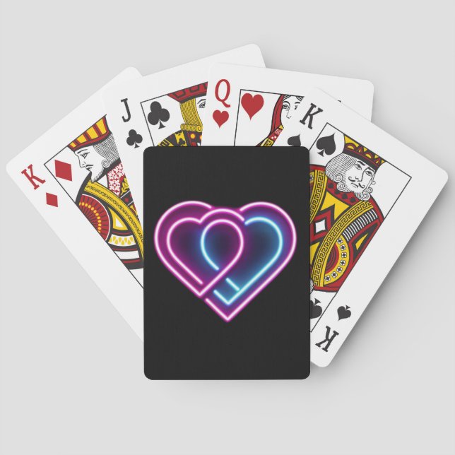 Jeu De Cartes Coeur rose néon/bleu Tasse de la Saint-Valentin (dos)