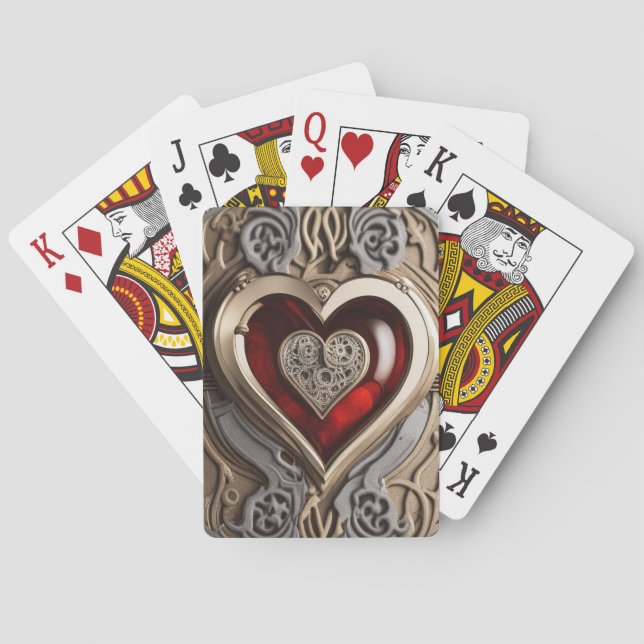 Jeu De Cartes Coeur Steampunk - Amour mécanique complexe (dos)