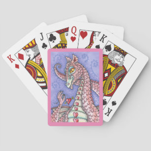 JEU DE CARTES COEUR SUR UNE CHAÎNE DRAGON ROSE VALENTINE, IMAGIN