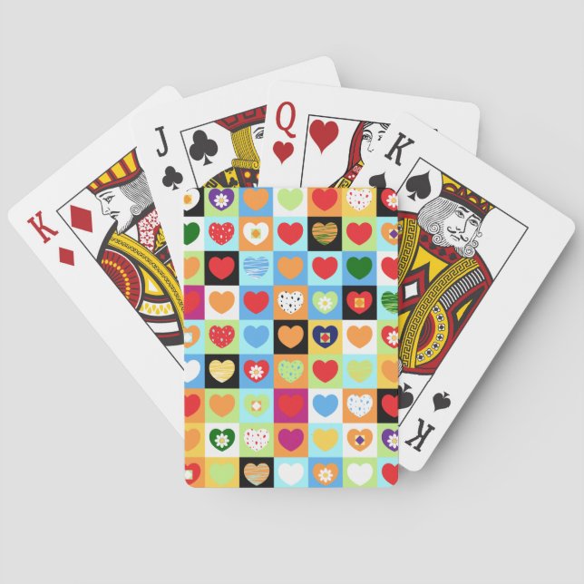 Jeu De Cartes Coeurs colorés (dos)