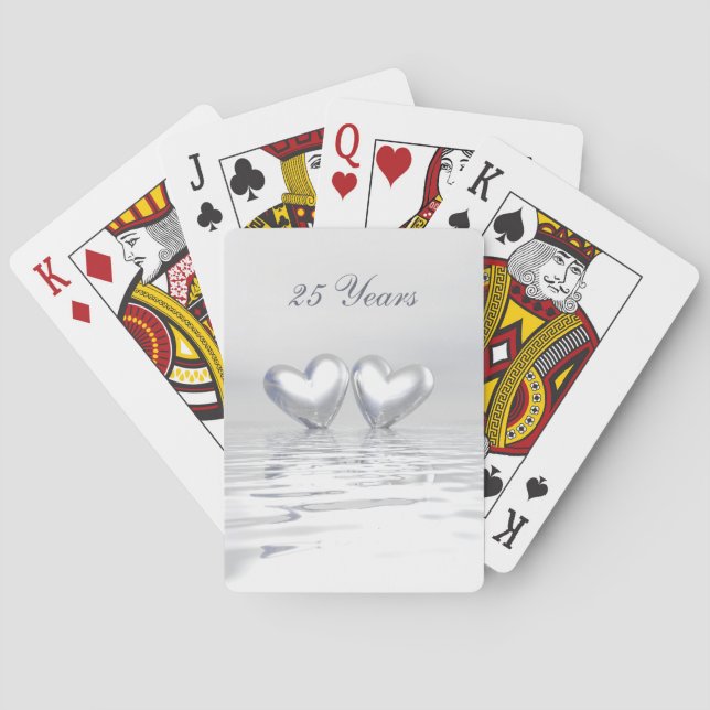 Jeu De Cartes Coeurs de l'anniversaire d'argent (dos)
