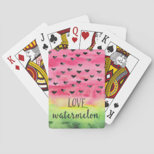 Jeu De Cartes Coeurs de pastèque d'amour d'aquarelle