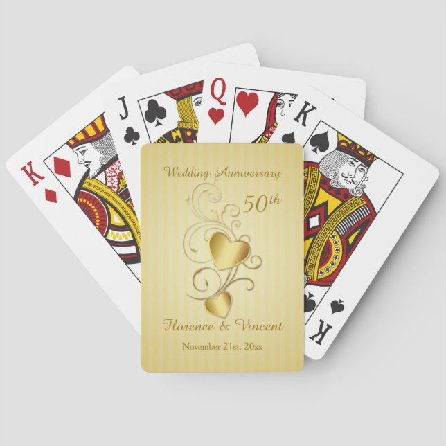 Jeu De Cartes Coeurs d'or 50e anniversaire de Mariage (dos)