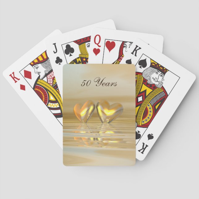 Jeu De Cartes Coeurs d'or d'anniversaire (dos)