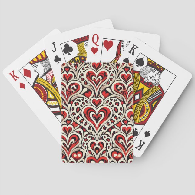 Jeu De Cartes Coeurs doux rouges (dos)